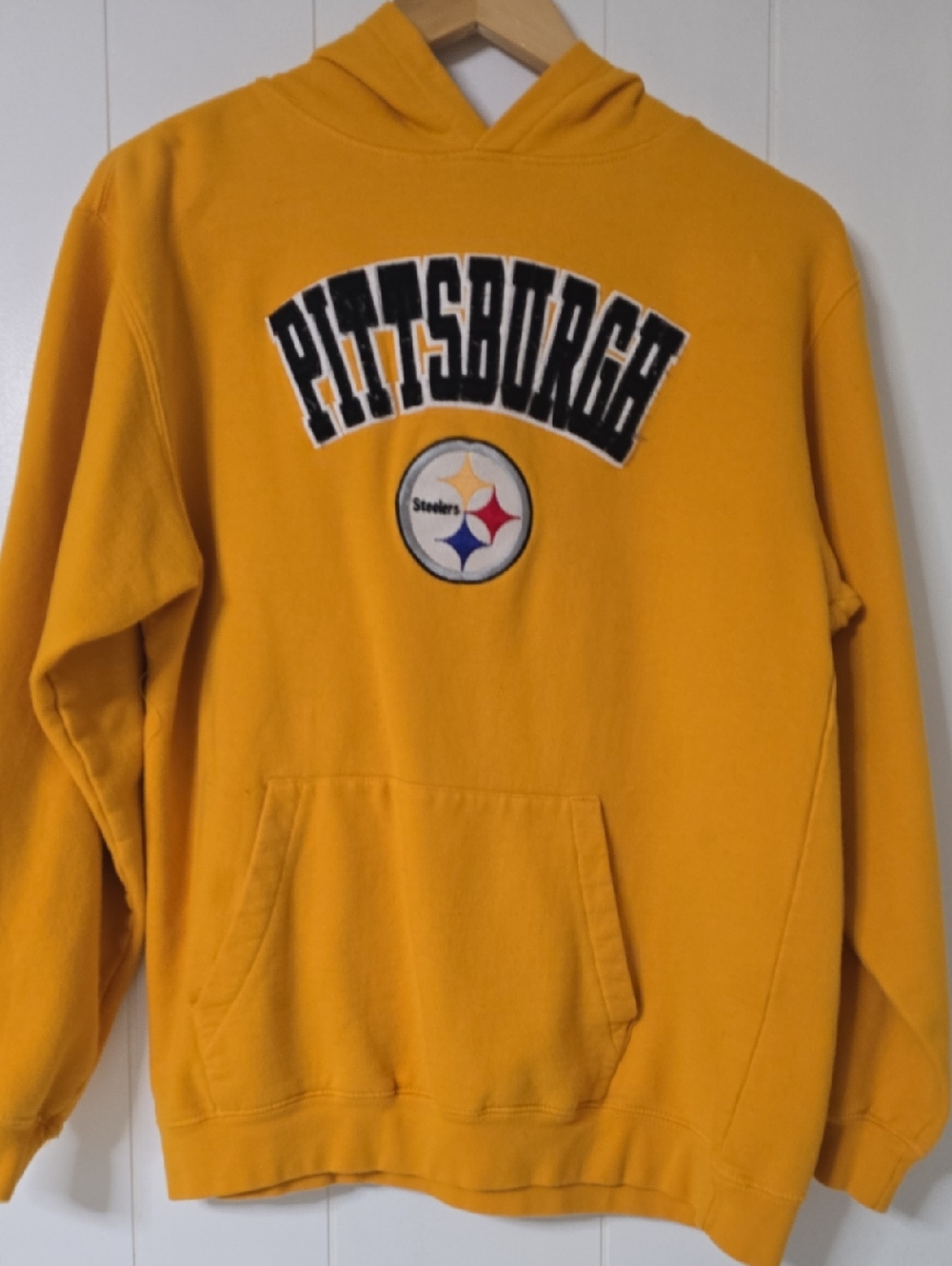 NFL Pittsburgh Yellow Pullover Hoodie with Embroidered Arch